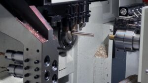 brass slender shafts machined on Swiss-type lathes