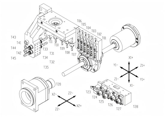 Tool layout diagram of a Swiss-type automatic lathe