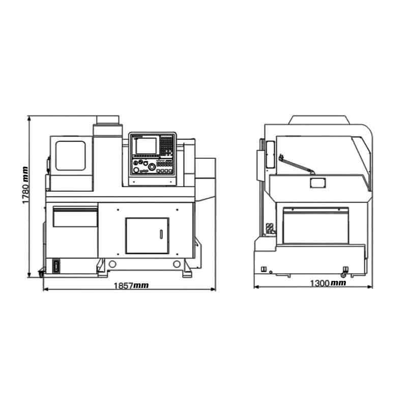 Overall Dimensions of Three-Axis Swiss-Type Lathe